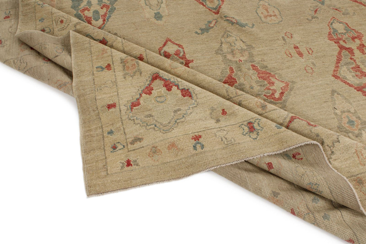 10x15 Brown and Ivory Turkish Oushak Rug