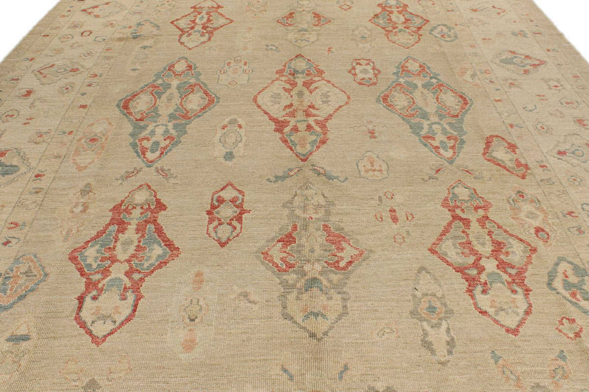 10x15 Brown and Ivory Turkish Oushak Rug