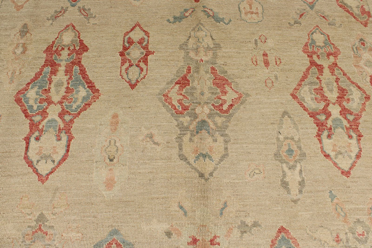 10x15 Brown and Ivory Turkish Oushak Rug