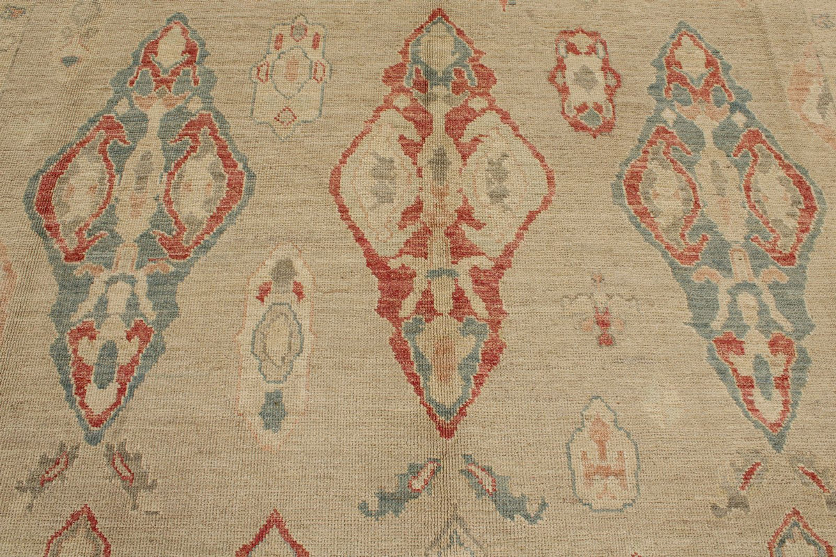 10x15 Brown and Ivory Turkish Oushak Rug