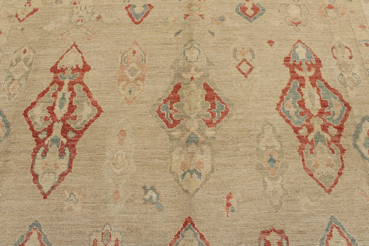 10x15 Brown and Ivory Turkish Oushak Rug