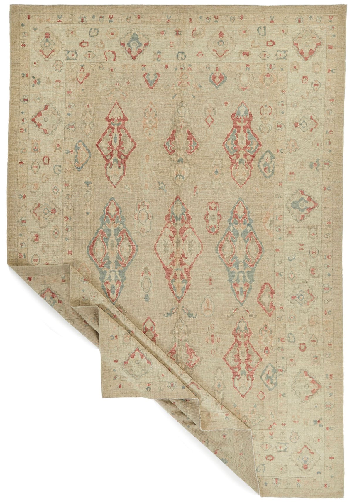 10x15 Brown and Ivory Turkish Oushak Rug