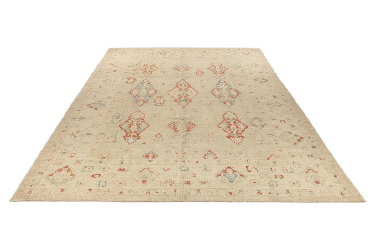 10x15 Brown and Ivory Turkish Oushak Rug