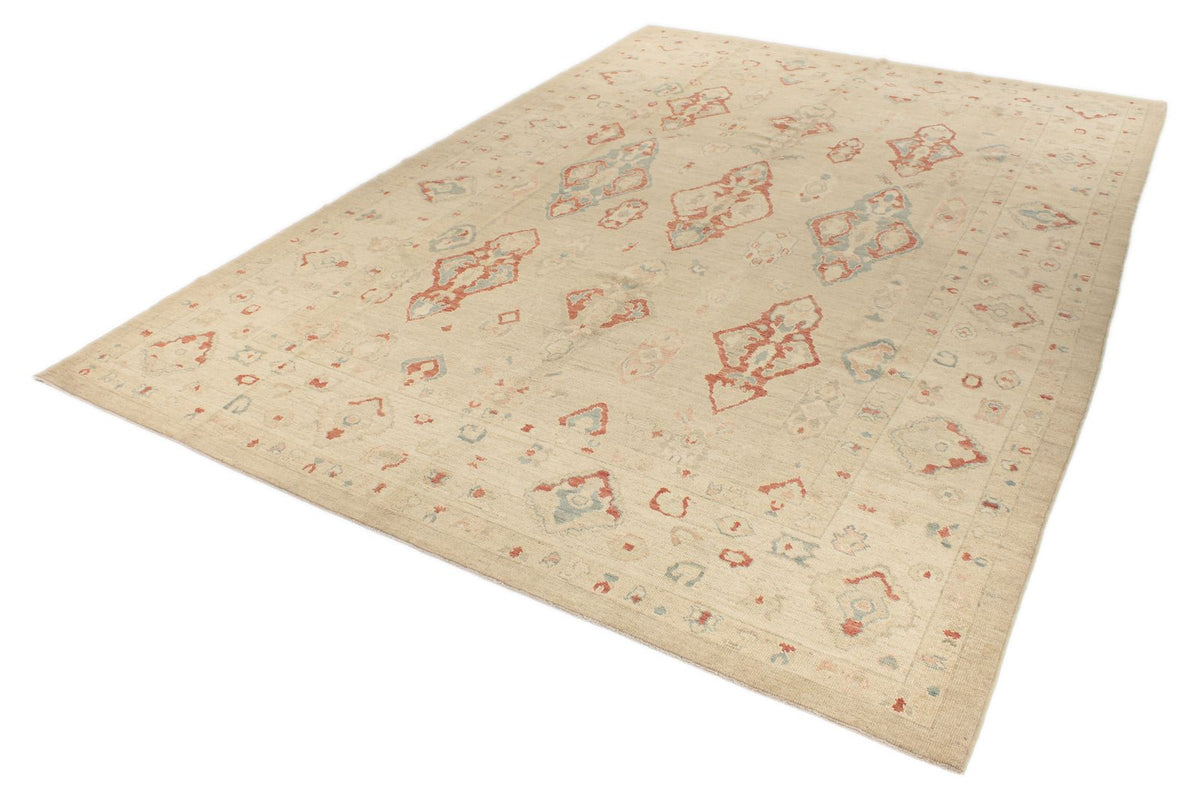 10x15 Brown and Ivory Turkish Oushak Rug