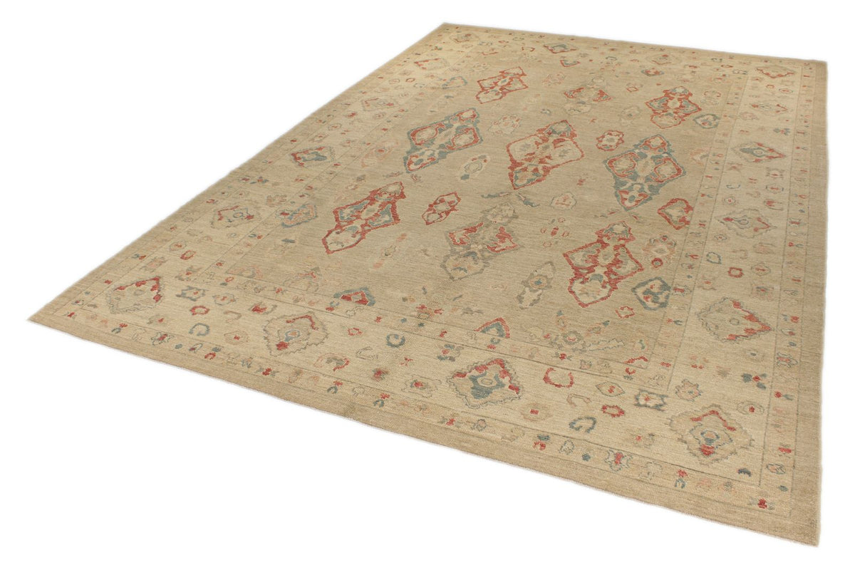 10x15 Brown and Ivory Turkish Oushak Rug