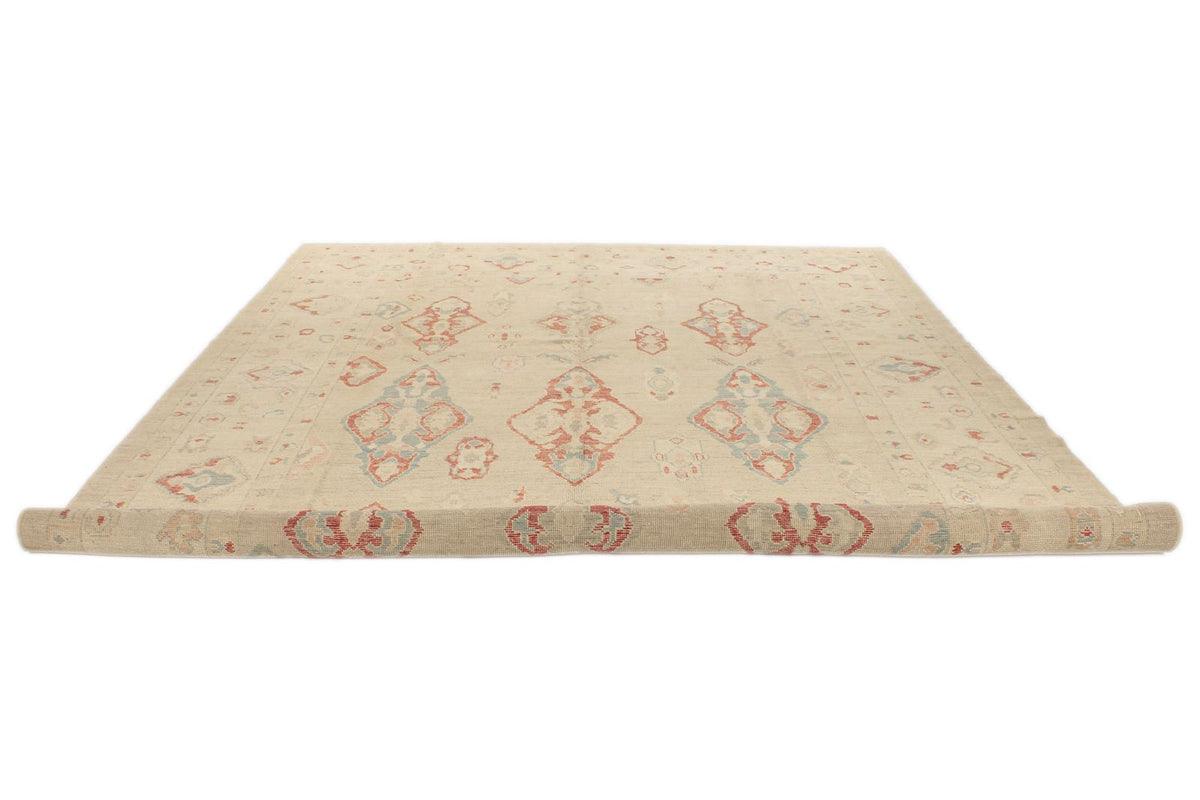 10x15 Brown and Ivory Turkish Oushak Rug