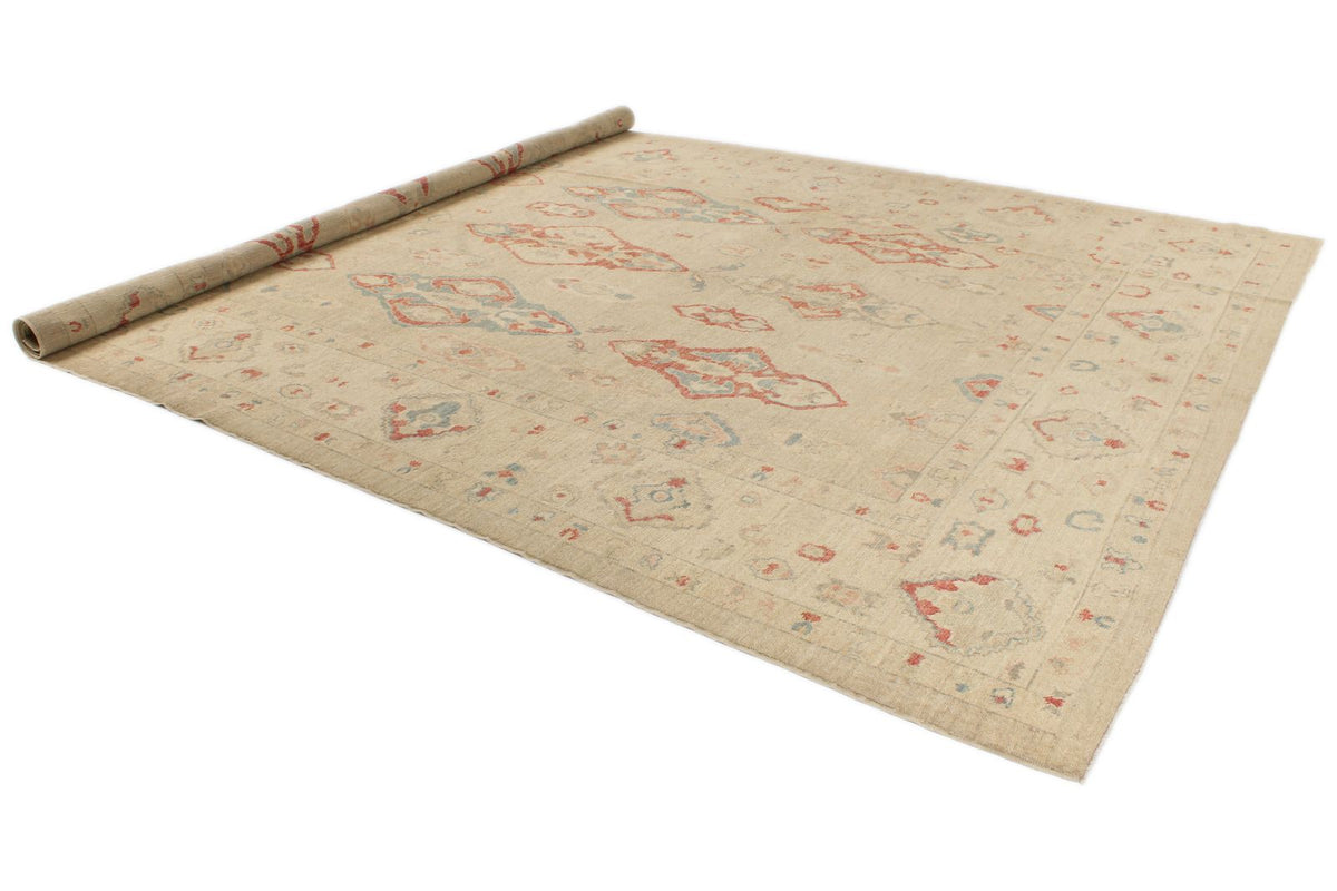 10x15 Brown and Ivory Turkish Oushak Rug