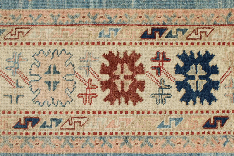 10x13 Blue and Ivory Turkish Oushak Rug