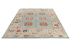 10x13 Blue and Ivory Turkish Oushak Rug