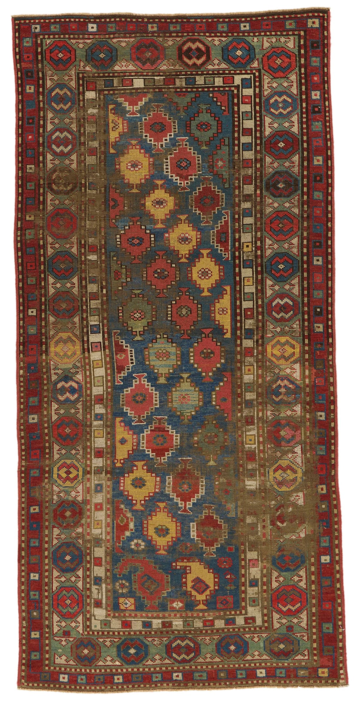 3x7 Navy and Ivory Kazak Tribal Runner