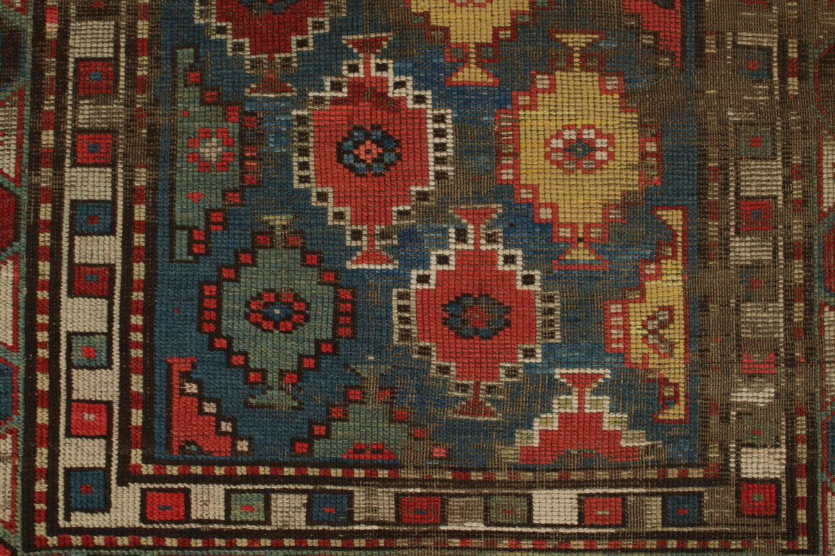 3x7 Navy and Ivory Kazak Tribal Runner