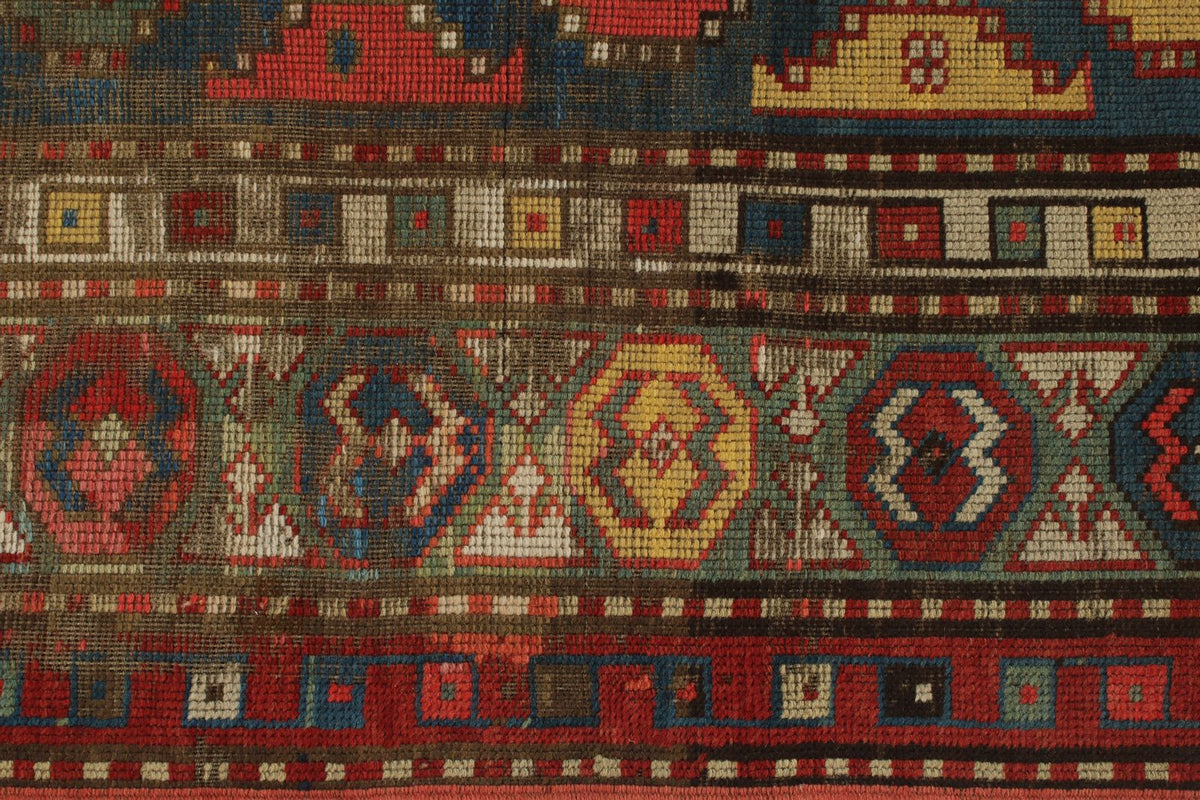 3x7 Navy and Ivory Kazak Tribal Runner