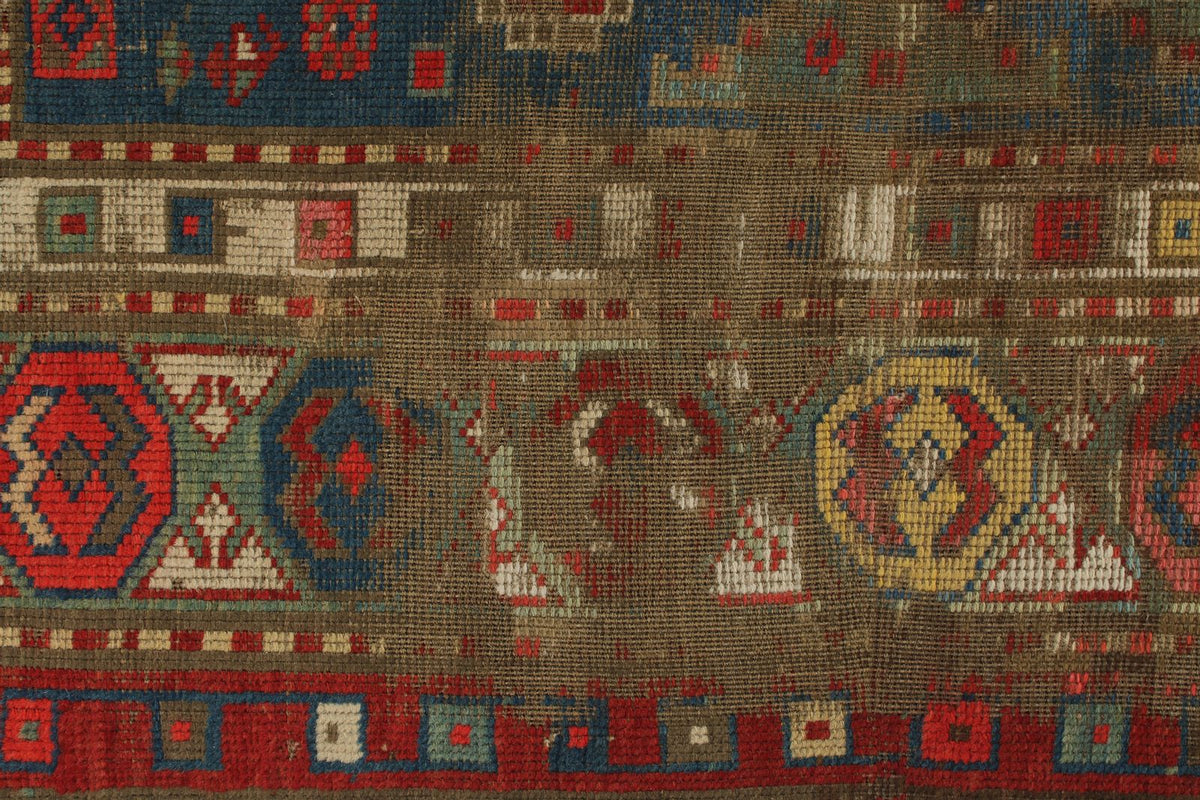 3x7 Navy and Ivory Kazak Tribal Runner