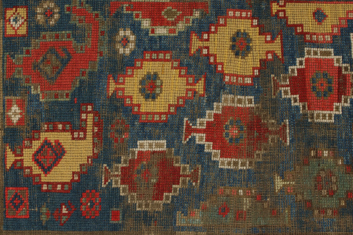 3x7 Navy and Ivory Kazak Tribal Runner