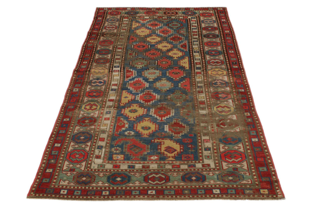 3x7 Navy and Ivory Kazak Tribal Runner