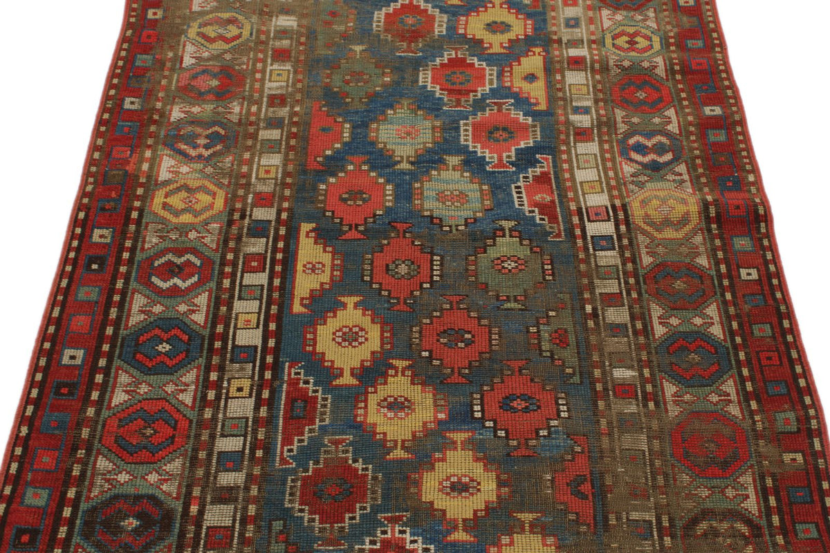 3x7 Navy and Ivory Kazak Tribal Runner