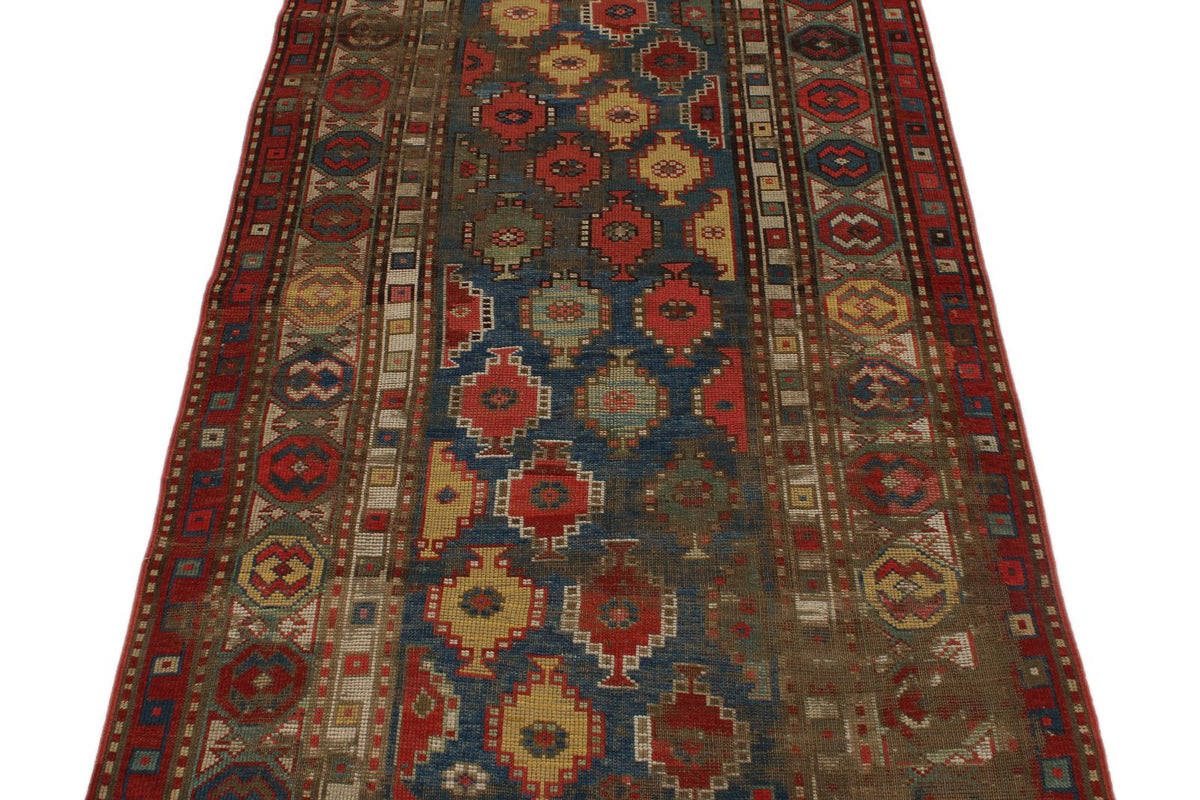 3x7 Navy and Ivory Kazak Tribal Runner