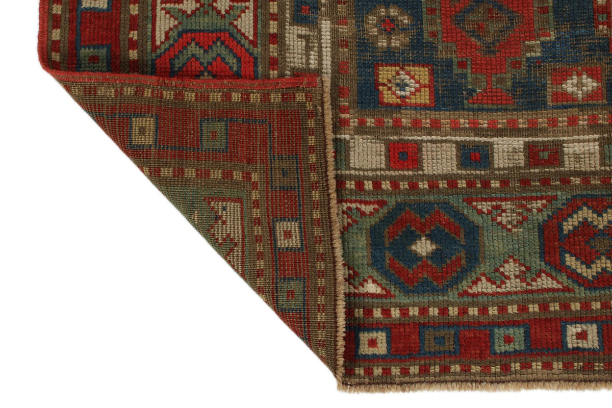 3x7 Navy and Ivory Kazak Tribal Runner