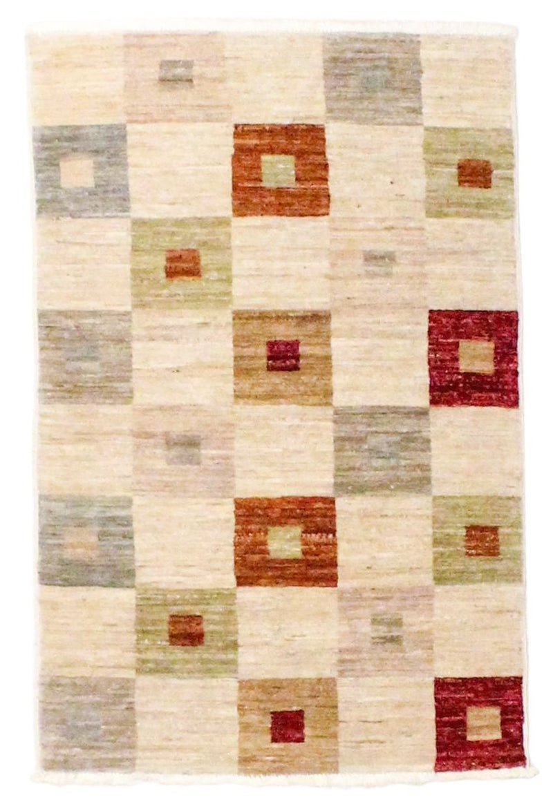 3x4 Ivory and Multicolor Modern Contemporary Rug