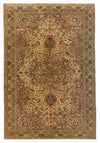 7x10 Ivory and Green Turkish Traditional Rug