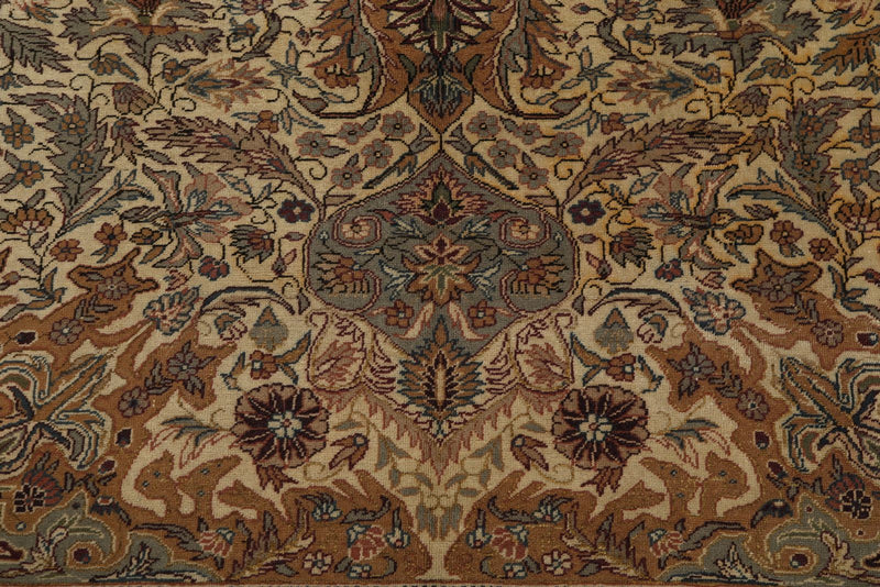 7x10 Ivory and Camel Turkish Traditional Rug