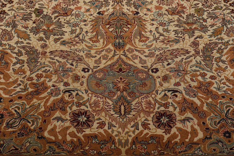 7x10 Ivory and Camel Turkish Traditional Rug