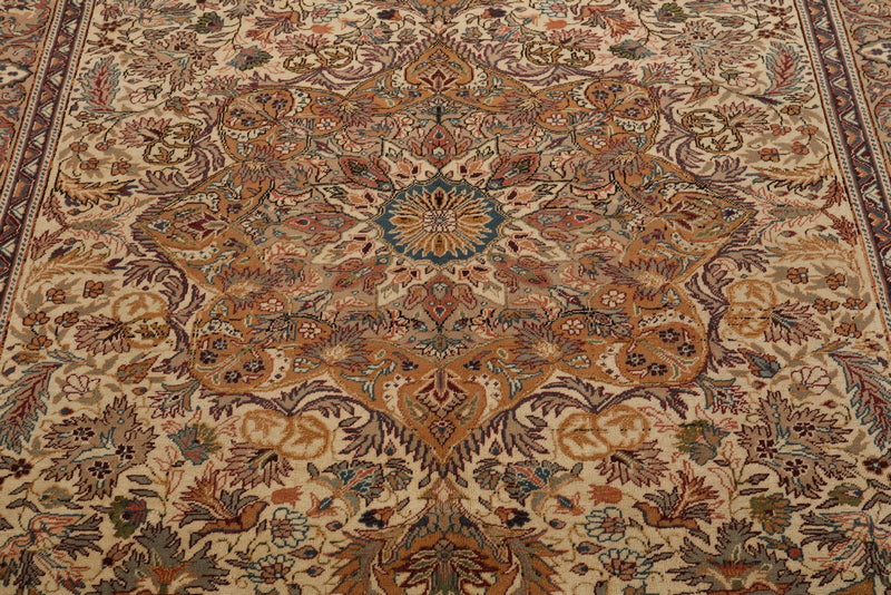 7x10 Ivory and Camel Turkish Traditional Rug