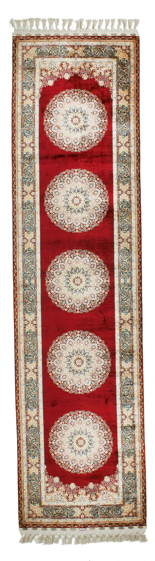 3x10 Red and Blue Turkish Silk Runner