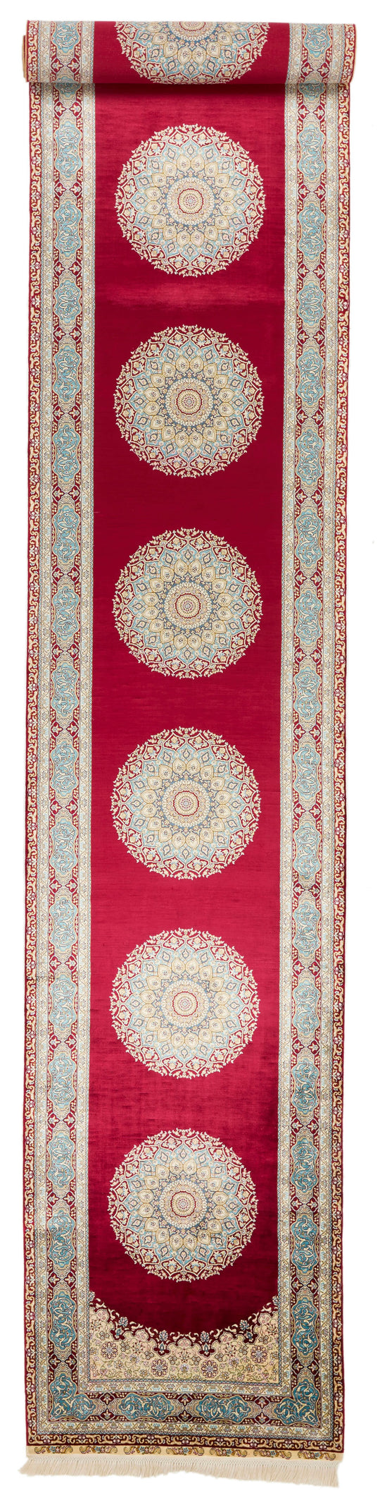 3x20 Red and Blue Turkish Silk Runner