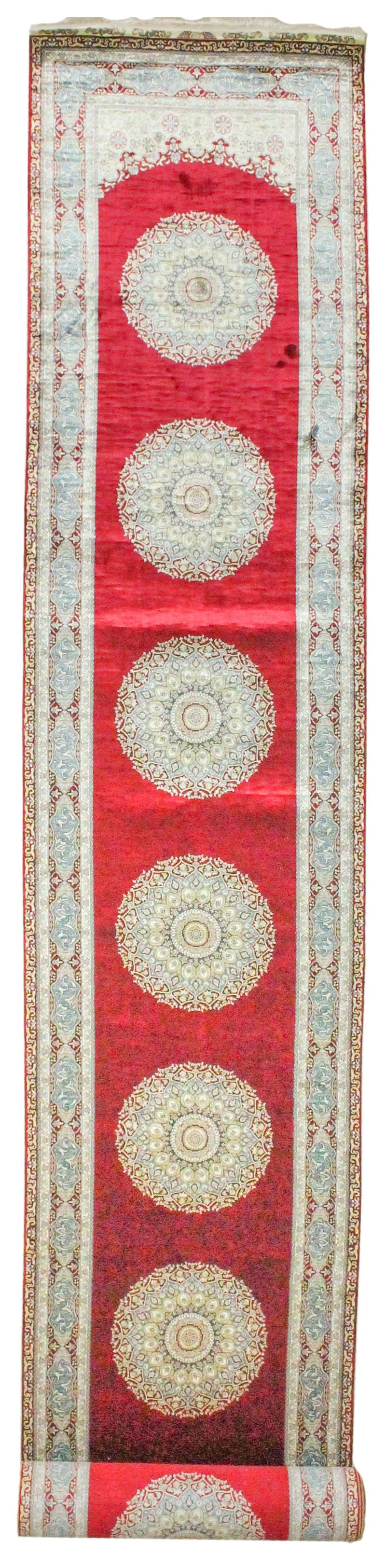 3x20 Red and Blue Turkish Silk Runner