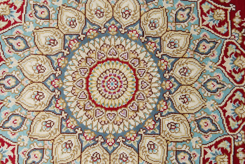 3x20 Red and Blue Turkish Silk Runner