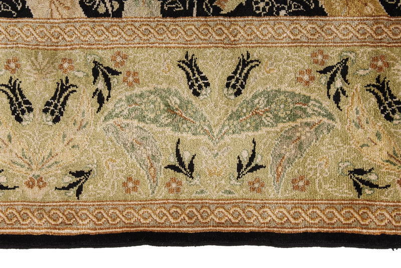 4x6 Black and Green Turkish Anatolian Rug