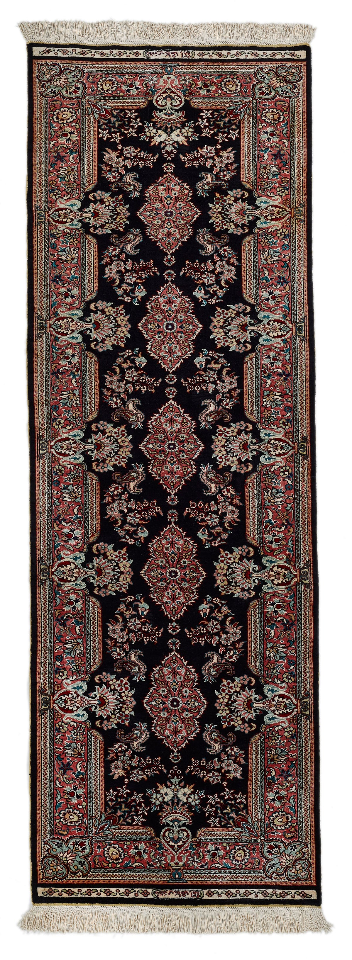 2x7 Black and Pink Turkish Traditional Runner