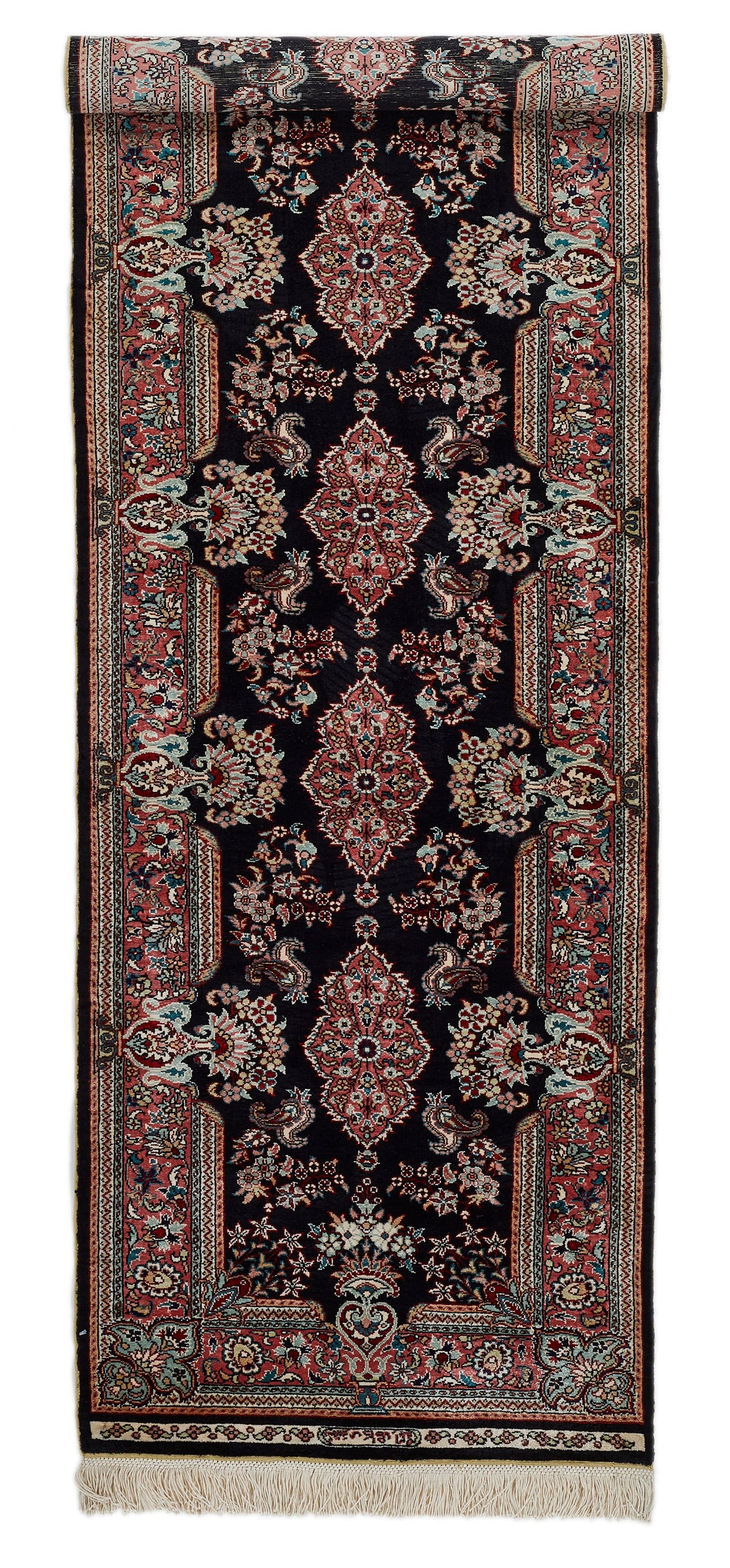 2x7 Black and Pink Turkish Traditional Runner
