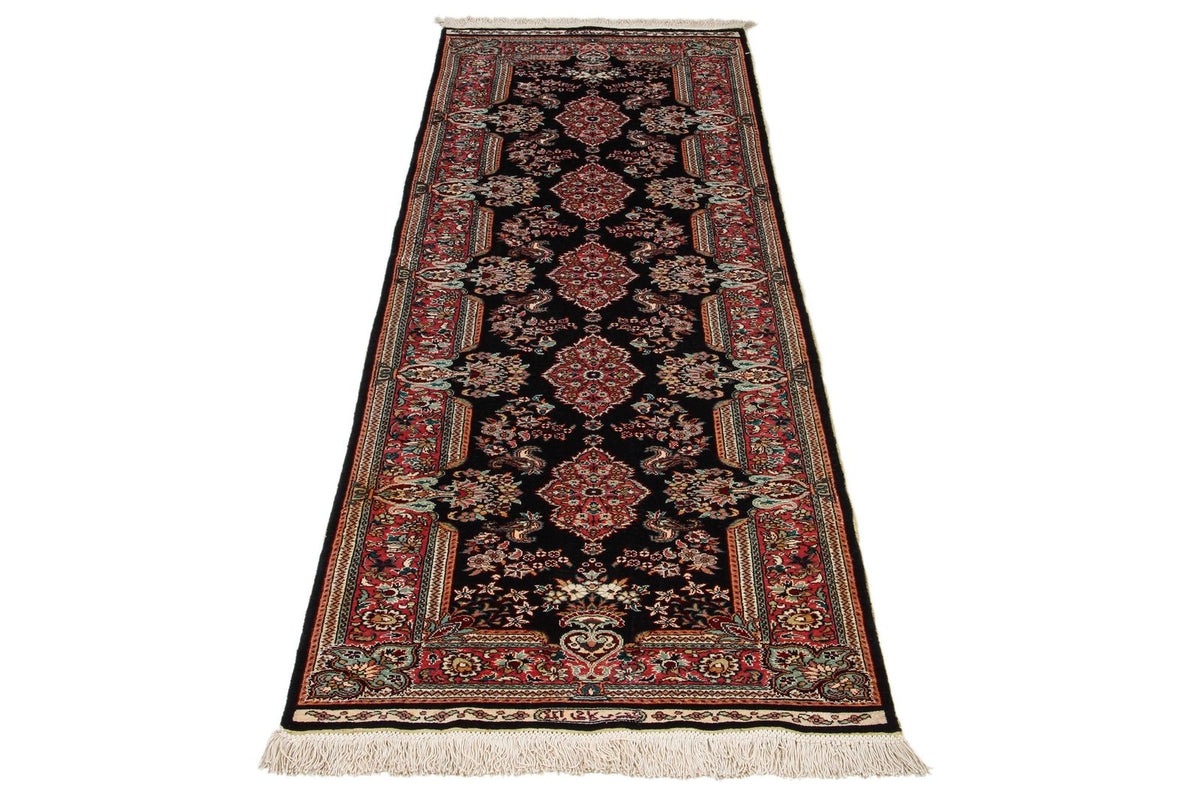 2x7 Black and Pink Turkish Traditional Runner