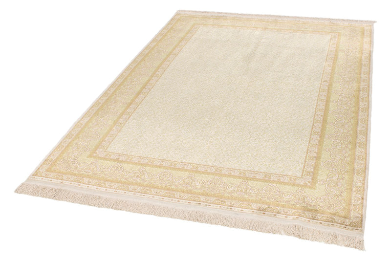 5x7 Ivory and Light Green Turkish Anatolian Rug