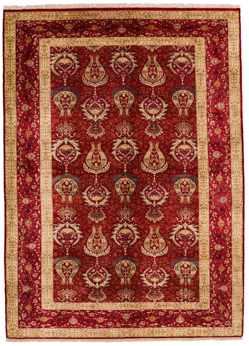 5x7 Red and Red Turkish Anatolian Rug