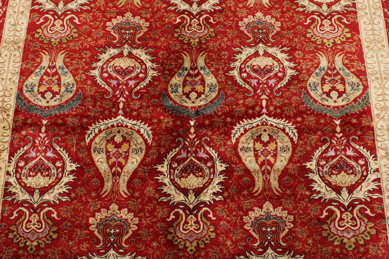 5x7 Red and Red Turkish Anatolian Rug