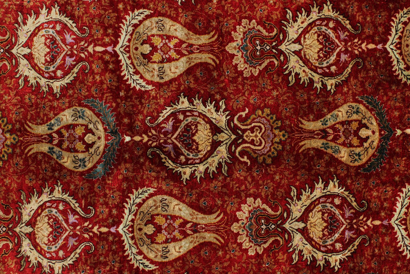 5x7 Red and Red Turkish Anatolian Rug