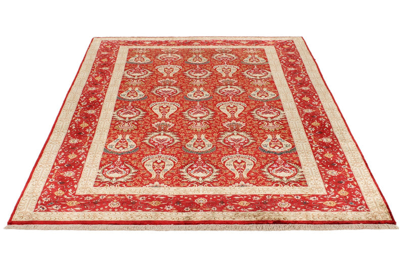 5x7 Red and Red Turkish Anatolian Rug