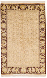 4x7 Ivory and Brown Turkish Anatolian Rug