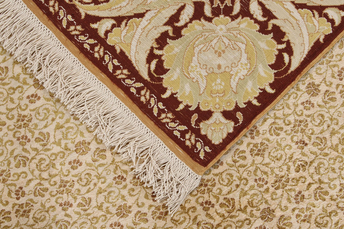 4x7 Ivory and Brown Turkish Anatolian Rug