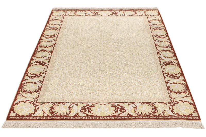 4x7 Ivory and Brown Turkish Anatolian Rug