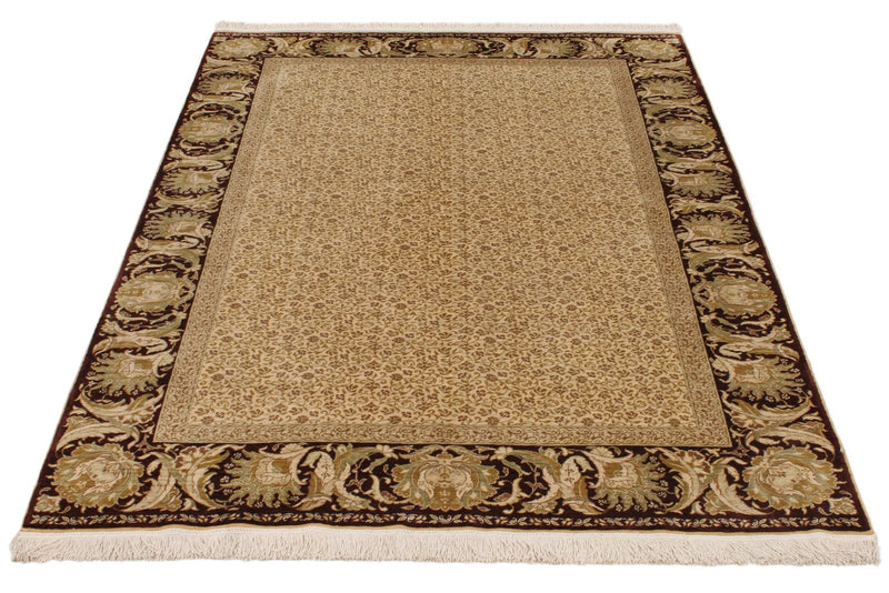 4x7 Ivory and Brown Turkish Anatolian Rug