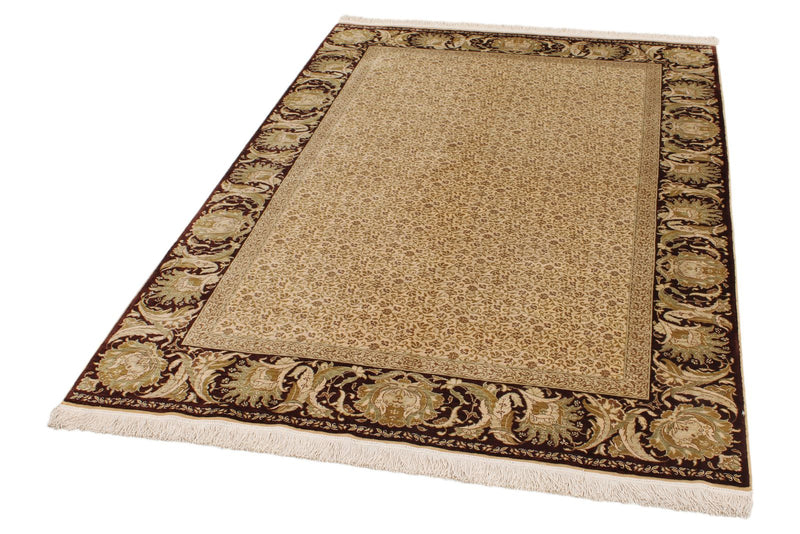 4x7 Ivory and Brown Turkish Anatolian Rug