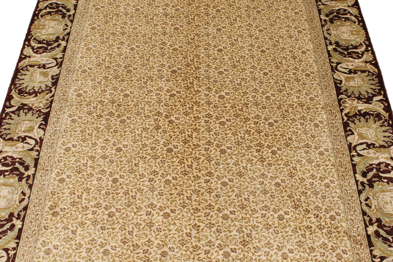 4x7 Ivory and Brown Turkish Anatolian Rug