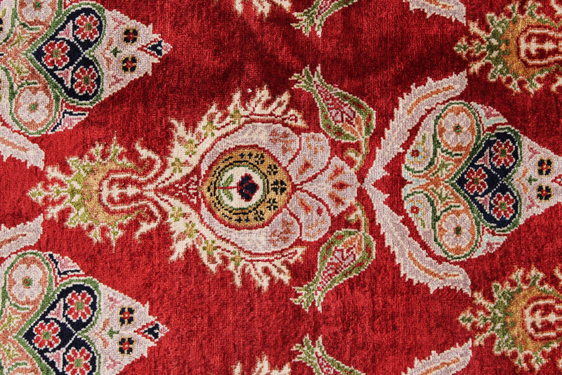 5x6 Red and Light Blue Turkish Anatolian Rug