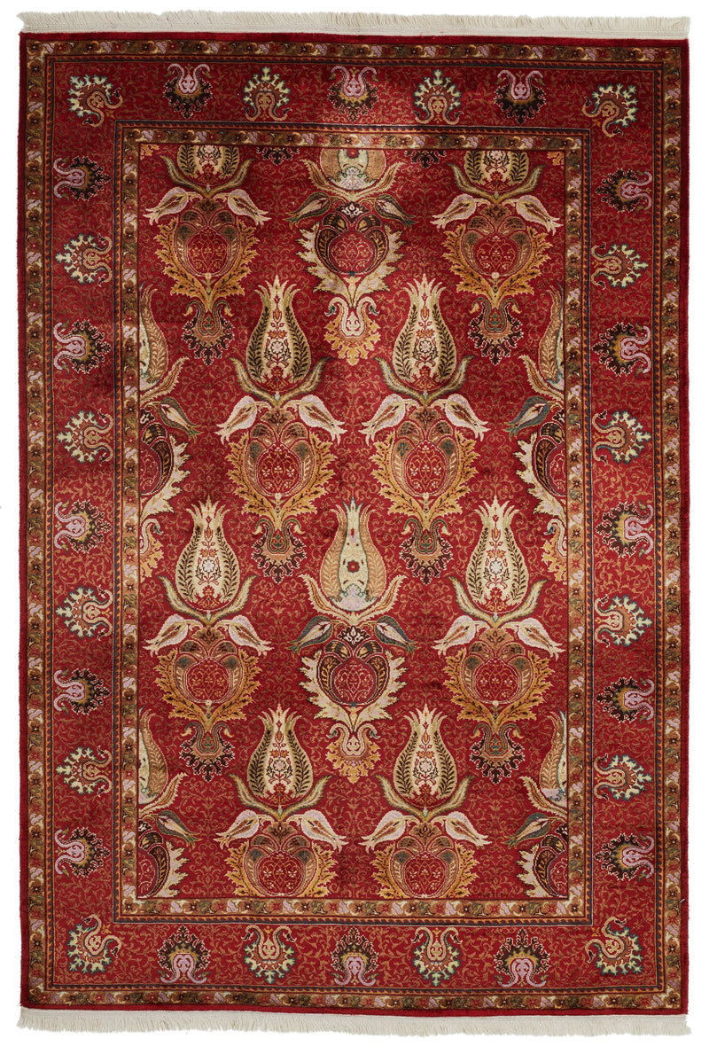 4x6 Red Turkish Silk Rug