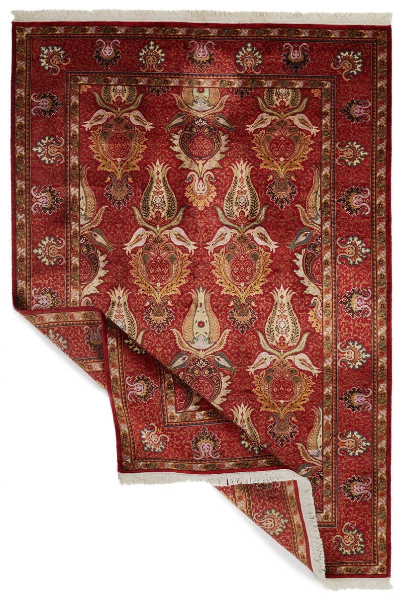 4x6 Red Turkish Silk Rug