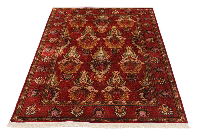 4x6 Red Turkish Silk Rug